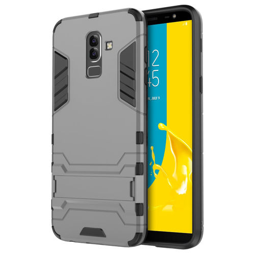 Slim Armour Tough Shockproof Case & Stand for Samsung Galaxy J8 - Grey